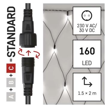 LED-Weihnachtslichterkette für den Außenbereich 160xLED/2x1,5m IP44 kaltweiß