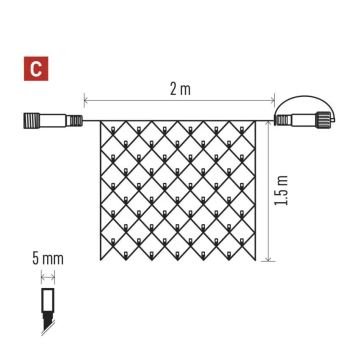 LED-Weihnachtslichterkette für den Außenbereich 160xLED/2x1,5m IP44 kaltweiß