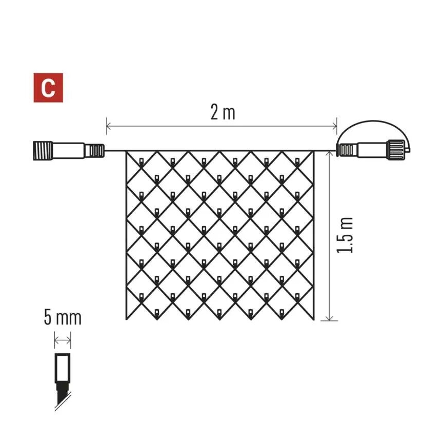 LED-Weihnachtslichterkette für den Außenbereich 160xLED/2x1,5m IP44 kaltweiß