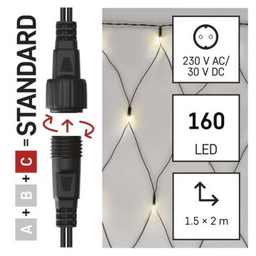 LED-Weihnachtslichterkette für den Außenbereich 160xLED/2x1,5m IP44 warmweiβ