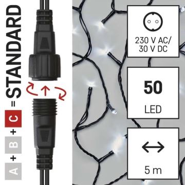 LED-Weihnachtslichterkette für den Außenbereich 50xLED/5m IP44 kaltweiß