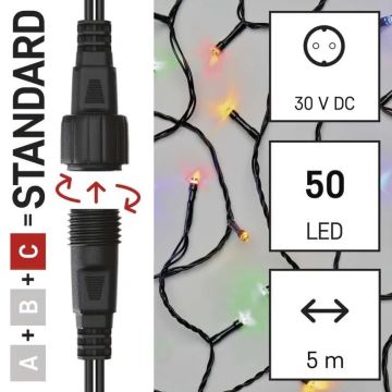 LED-Weihnachtslichterkette für den Außenbereich 50xLED/5m IP44 mehrfarbig