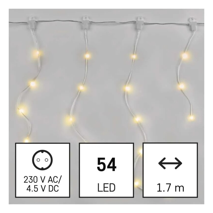 LED-Weihnachtslichterkette für den Außenbereich 54xLED/8 Funktionen 6,7x0,7m IP44 warmweiβ