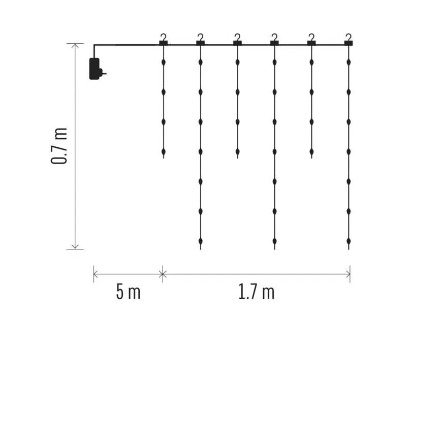 LED-Weihnachtslichterkette für den Außenbereich 54xLED/8 Funktionen 6,7x0,7m IP44 warmweiβ