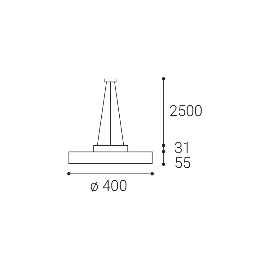 LED2 - LED-Hängeleuchte an Schnur ROTO LED/48W/230V 2700K/3300K/4000K IP40 schwarz d 40 cm