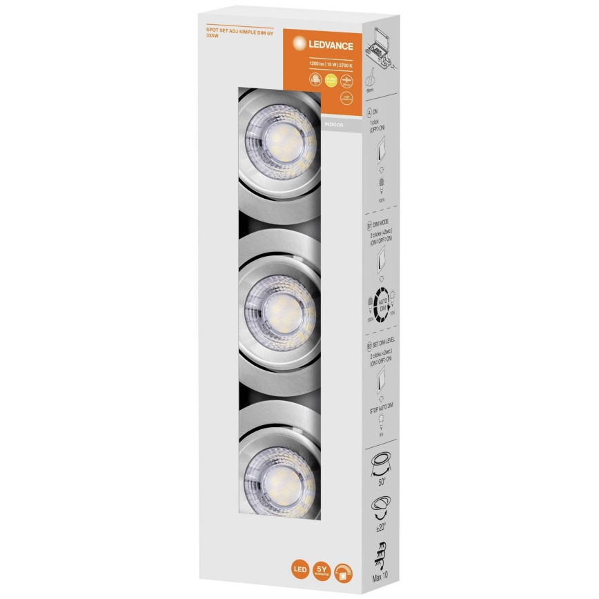 Ledvance - SET 3x LED dimmbare Einbauleuchte SIMPLE 3xLED/5W/230V