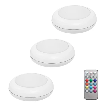 Ledvance – SET 3x LED-RGB-Orientierungslicht mit Touch-Funktion DOT-IT LED/0,2W/4,5V + Fernbedienung