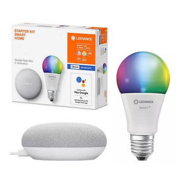 Ledvance - Smart-Lautsprecher Google Nest Mini + Dimmbare LED-RGBW-Glühlampe SMART+ A60 E27/10W/230V 2000 - 6500K