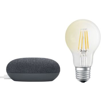 Ledvance - Smart-Lautsprecher Google Nest Mini + Dimmbare LED-Glühlampe SMART+ A60 E27/6,5W/230V 2700K