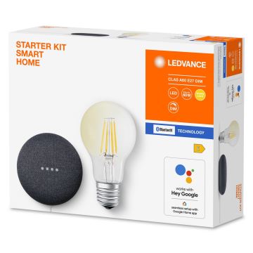 Ledvance - Smart-Lautsprecher Google Nest Mini + Dimmbare LED-Glühlampe SMART+ A60 E27/6,5W/230V 2700K