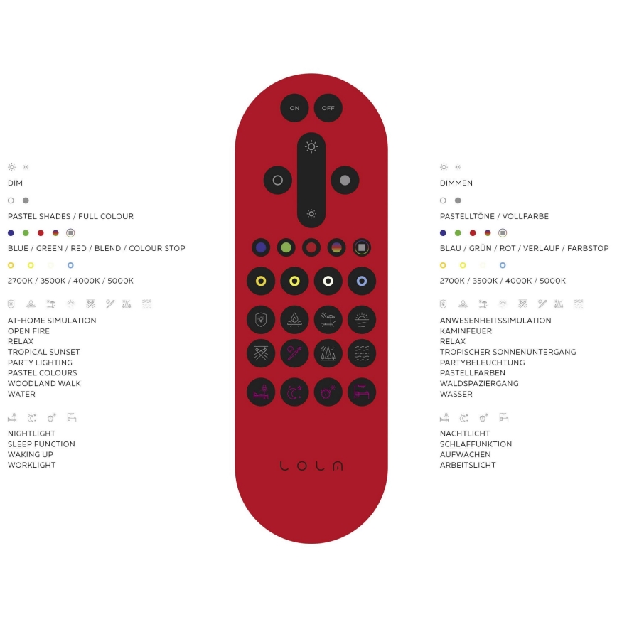 Leuchten Direkt 14742-16 - FB Leuchte JUPI RGB + LED LED/18W/230V Dimmbare