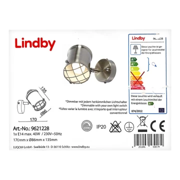 Lindby - Dimmbare LED-Wandleuchte EBBI 1xE14/5W/230V