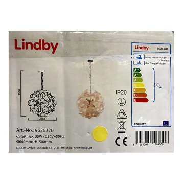 Lindby - Hängeleuchte an Kette NUBALIKA 6xG9/33W/230V