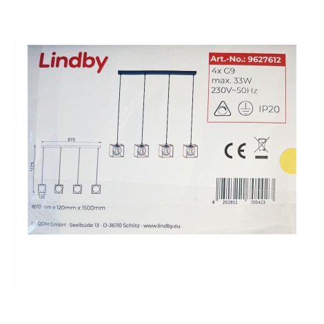 Lindby - Hängeleuchte an Schnur JOSIPA 4xG9/33W/230V