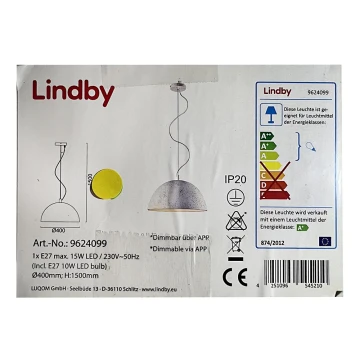 Lindby - LED RGB Dimmbare Hängeleuchte an Schnur CAROLLE LED/10W/230V Wi-Fi Tuya