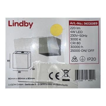 Lindby - LED-Wandleuchte QUASO LED/4W/230V