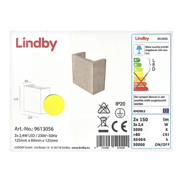 Lindby - LED-Wandleuchte YVA 2xLED/2,4W/230V