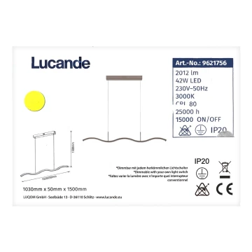 Lucande - Dimmbare LED-Hängeleuchte an Schnur BRAMA LED/42W/230V