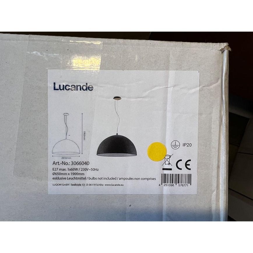 Lucande - Hängeleuchte an Schnur MALEO 1xE27/60W/230V