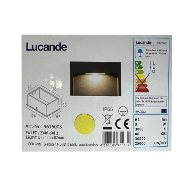 Lucande - LED-Einbauleuchte für Außenbereiche MITJA LED/3W/230V IP65