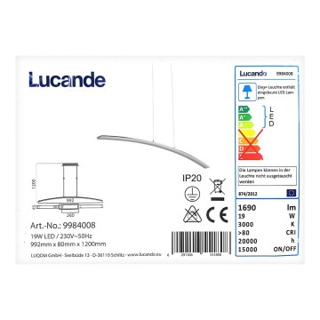 Lucande - LED-Hängeleuchte an Schnur LORIAN LED/19W/230V