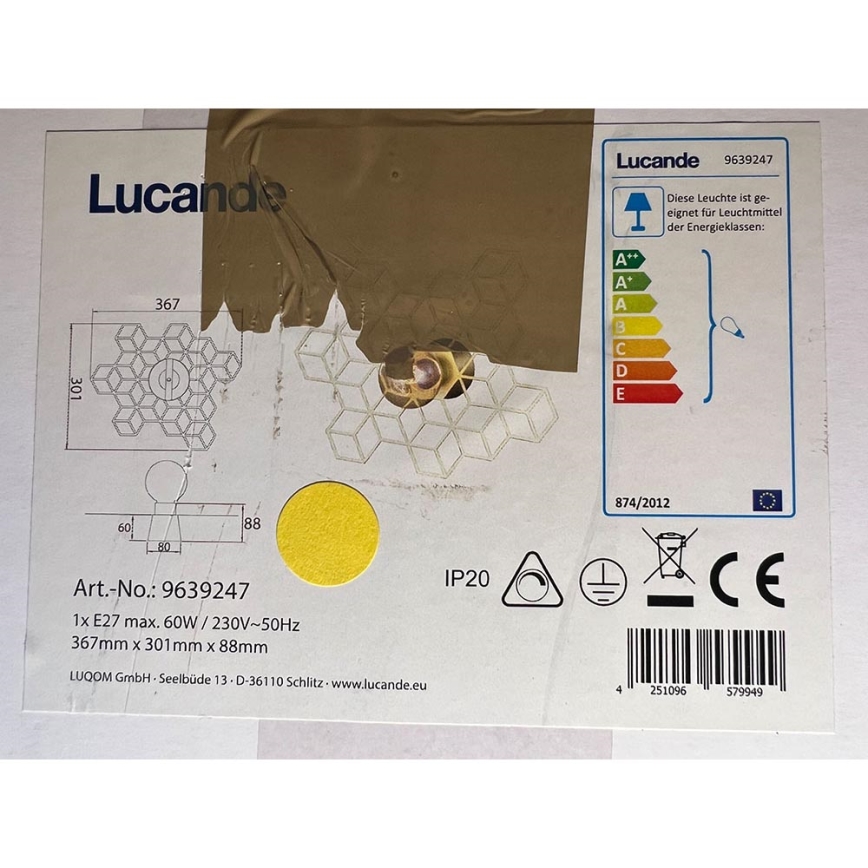 Lucande - Wandleuchte ALEXARU 1xE27/60W/230V