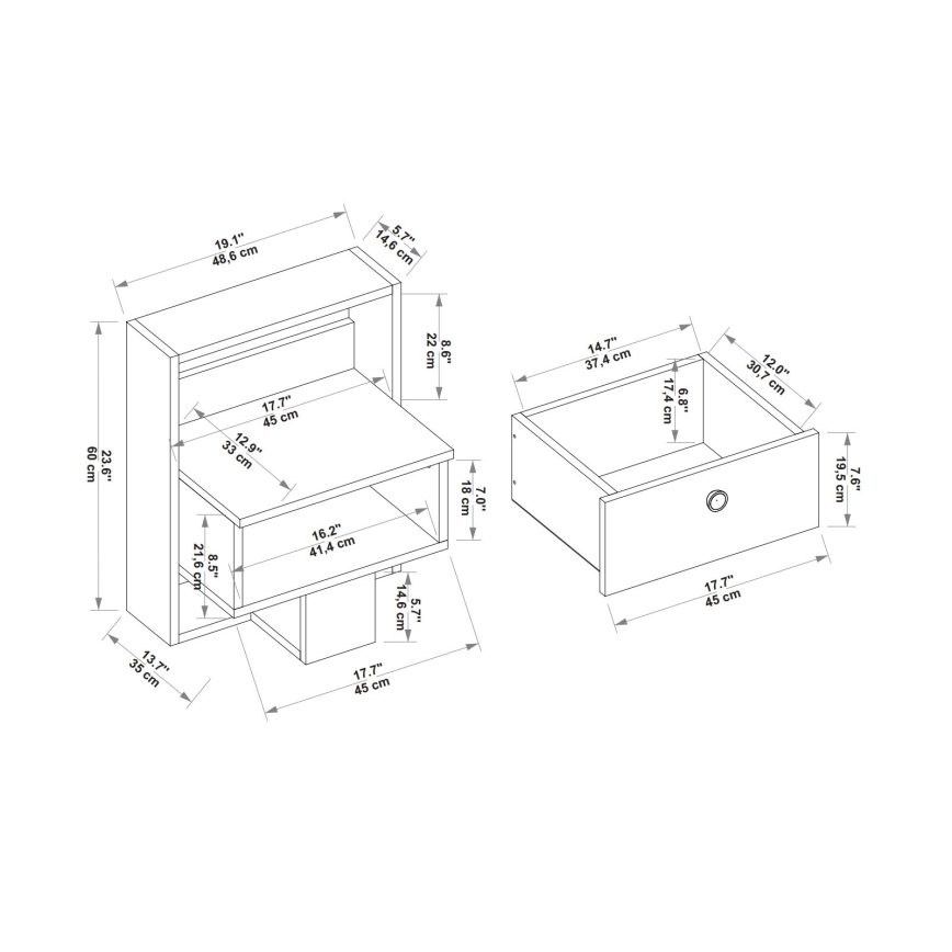 Nachttisch SNEKER 60x48,6 cm beige/braun