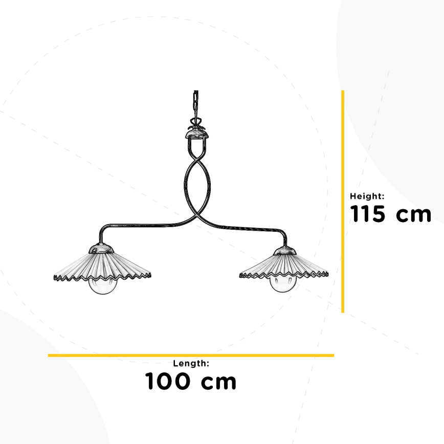 ONLI - Hängeleuchte an Kette ROSINA 2xE27/22W/230V bronzen