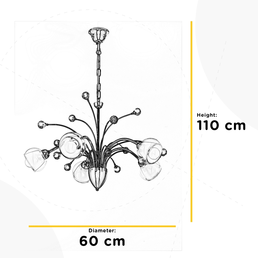 ONLI - Kronleuchter an Kette DIAMANTE 5xE14/6W/230V