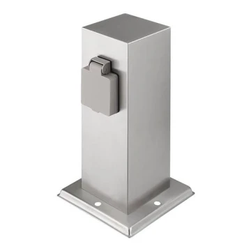 Outdoor-Steckdosensäule 2Z 230V IP44 mattes Chrom eckig