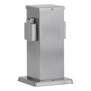 Outdoor-Steckdosensäule 2Z 230V mattes Chrom IP44