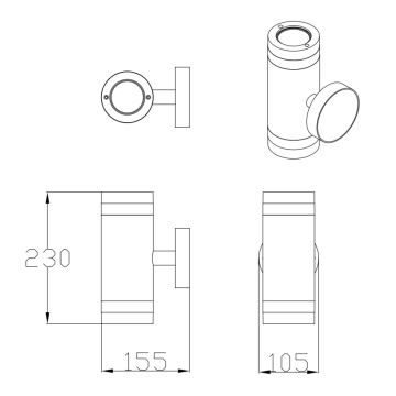 Outdoor-Wandleuchte RINO 2xGU10/12W/230V IP54 schwarz