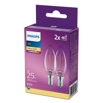 PACK 2x LED-Glühbirne Philips B35 E14/2W/230V 2700K