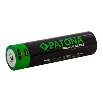 PATONA - Akku 18650 Li-lon 3350mAh PREMIUM 3,7V mit USB-C Laden