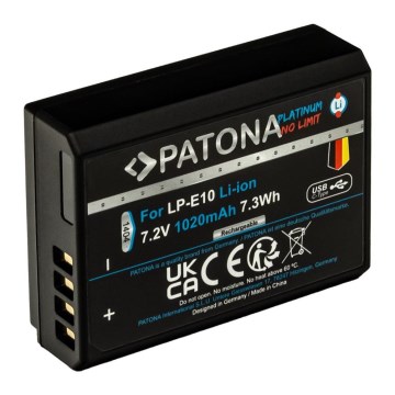 PATONA - Akku Canon LP-E10 1020mAh Li-Ion Platinum USB-C Aufladung