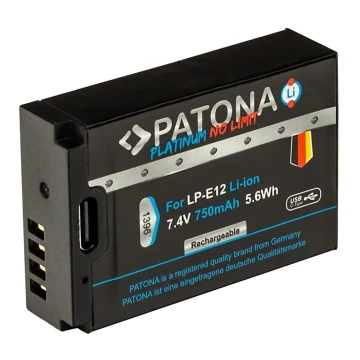 PATONA - Akku Canon LP-E12 750mAh Li-Ion Platinum USB-C Aufladung