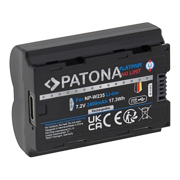 PATONA - Akku Fuji NP-W235 2400mAh Li-Ion Platinum USB-C Laden X-T4