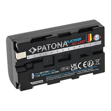 PATONA - Akku Sony NP-F550/F330/F570 3500mAh Li-Ionen Platinum USB-C-Aufladung
