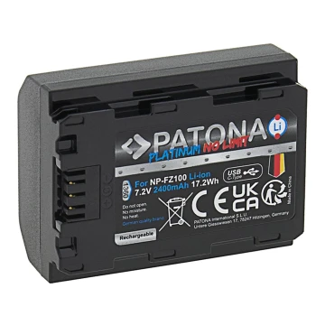 PATONA – Akku Sony NP-FZ100 2400mAh Li-Ion Platin USB-C