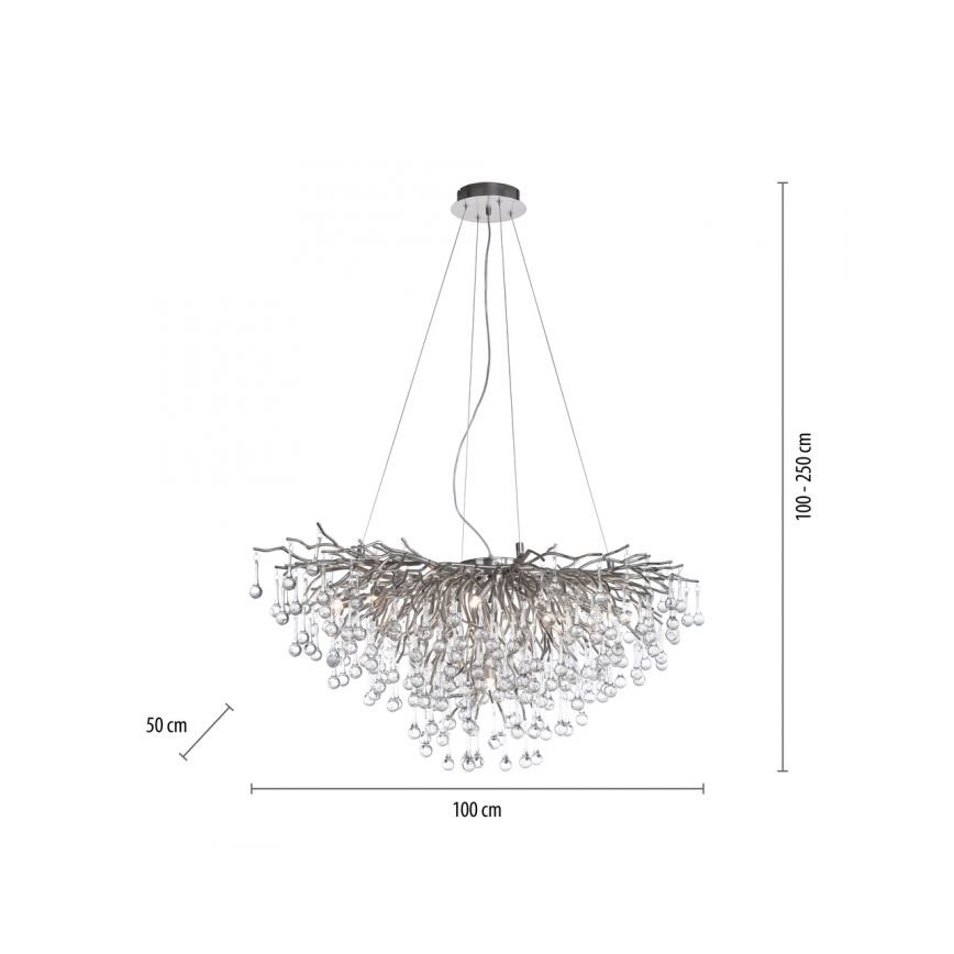 Paul Neuhaus 2192-55 - Hängeleuchte an Schnur ICICLE 10xG9/40W/230V glänzendes Chrom