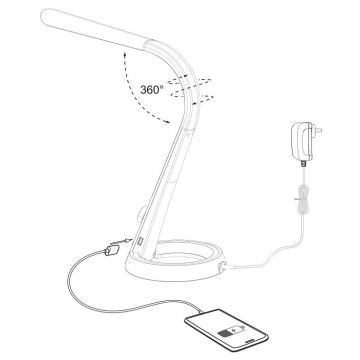 Paul Neuhaus 4591-95 - LED RGB Dimmbare Tischleuchte BILL LED/5,7W/230V 3000-6500K USB + LED/1,6W mattchrom