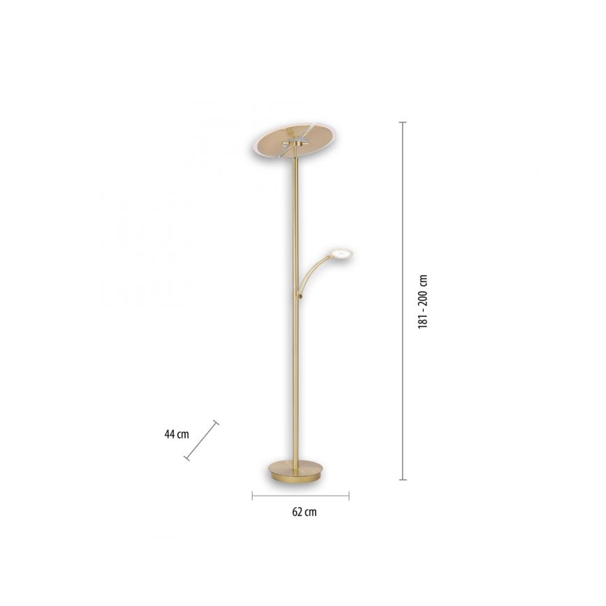 Paul Neuhaus 673-60 - LED-Dimm-Stehleuchte ARTUR 2xLED/21W+1xLED/6W/230V gold