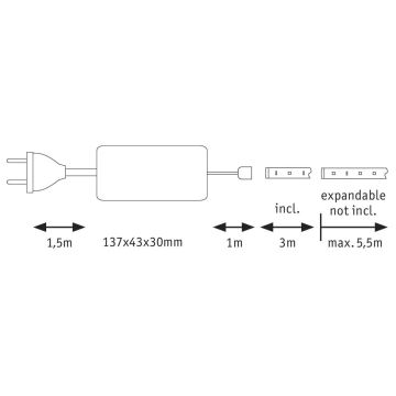 Paulmann 70666 - LED/20W IP44 Badezimmer-Streifen MAXLED 3m 230V