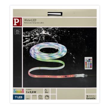 Paulmann 70699 - LED RGB/9,8W IP67 Dimmbare Außenleiste WATERLED 4,8m 230V + Fernbedienung