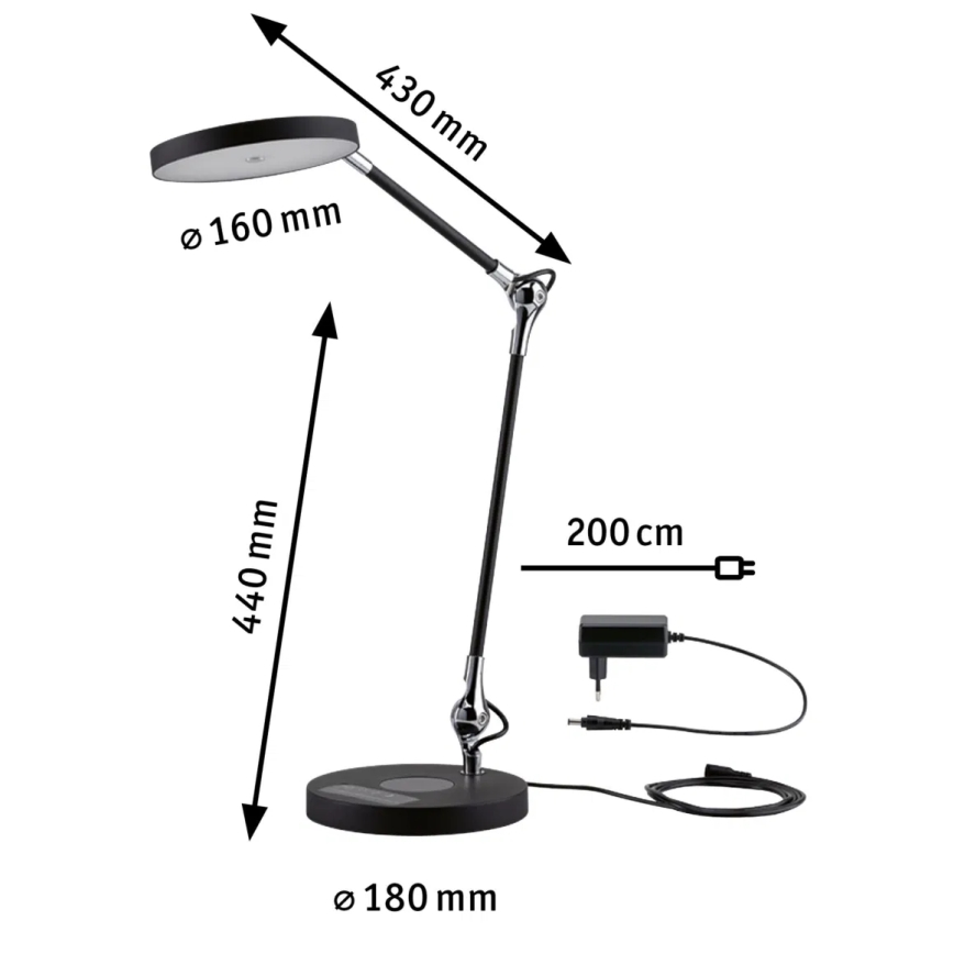 Paulmann 78010 - LED/11W Dimmbare Tischleuchte mit Touch-Funktion NUMIS 230V 2700/4000/6500K schwarz