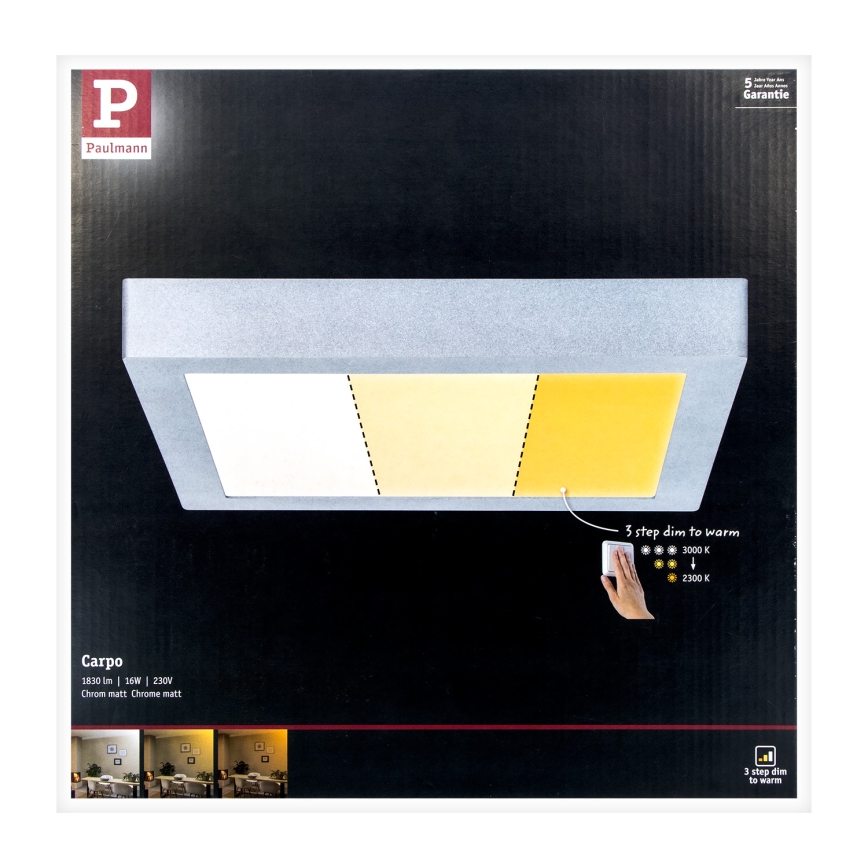 Paulmann 79800 – LED/16W Deckenleuchte CARPO 230V 2300/2500/3000K