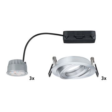 Paulmann 92817 - SET 3xLED/7W IP23 Dimmbare Einbauleuchte für Badezimmer COIN 230V