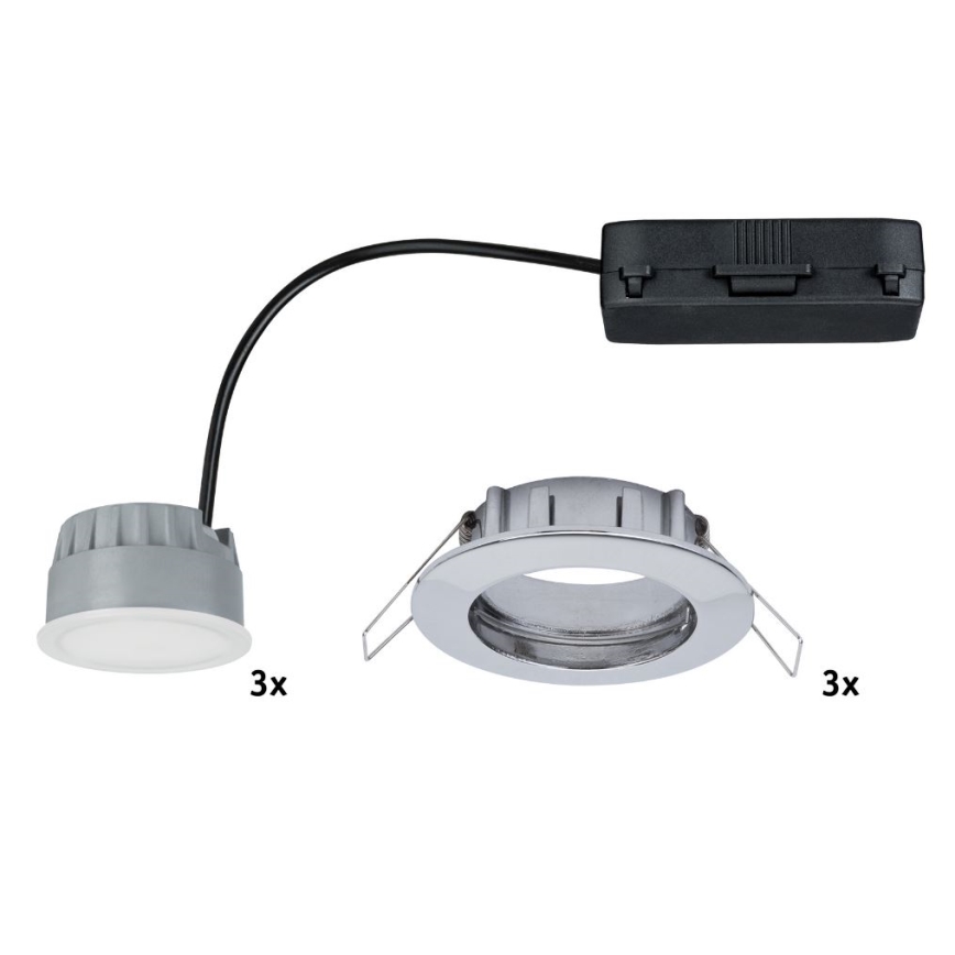 Paulmann 92829 - SET 3x LED/6,8W IP44 Dimmbare Badezimmereinbauleuchte COIN 230V