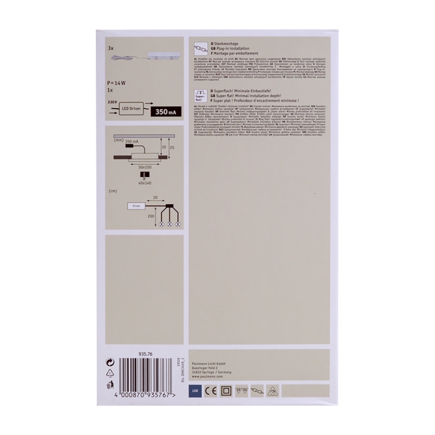 Paulmann 93576 - SET 3x LED Untersichtsleuchte 3xLED/3,6W/230V