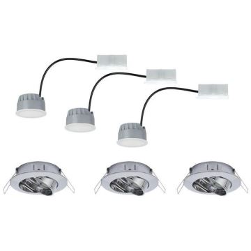 Paulmann 93966 - SET 3xLED/7W IP23 Dimmbare Badeinbauleuchte COIN 230V